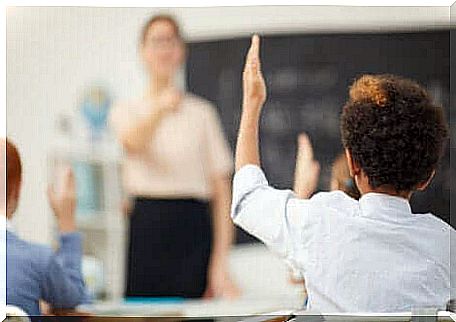 A child in a classroom.