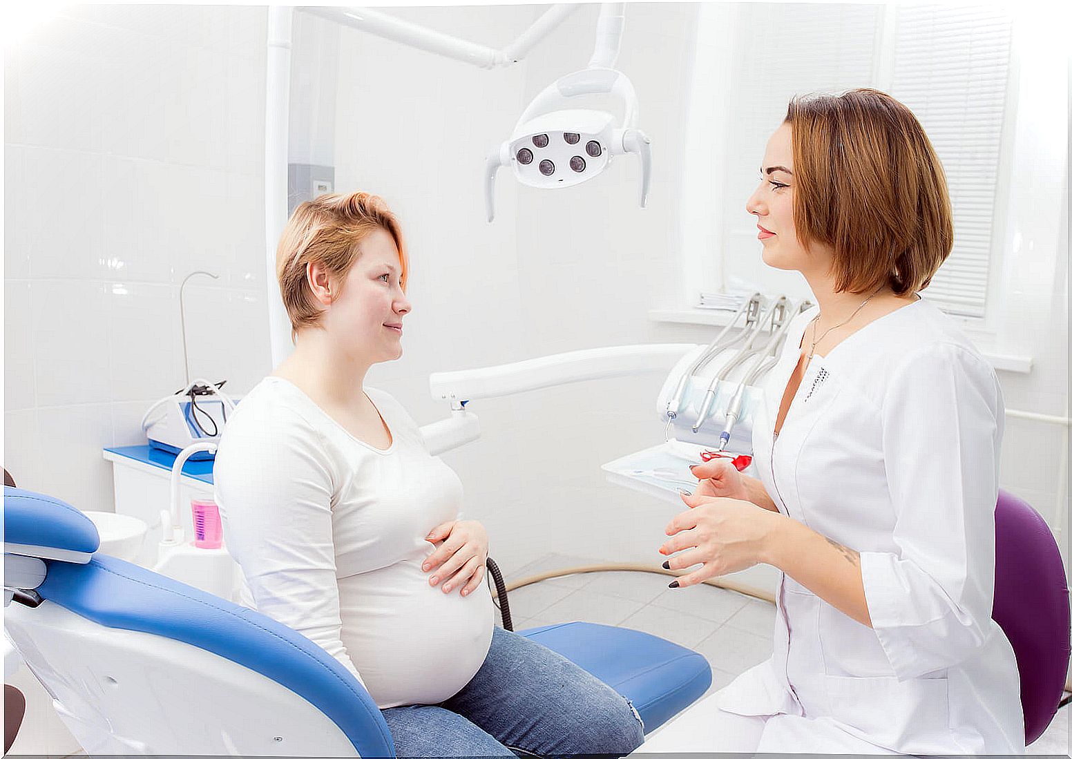 Pregnant woman at the dentist's office.