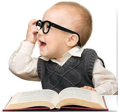 smart baby with glasses