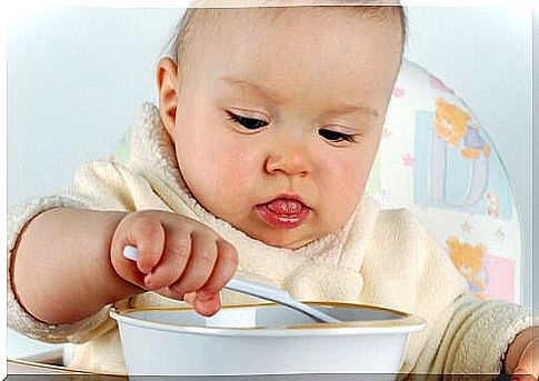 The first foods for the baby are usually mashed or ground.